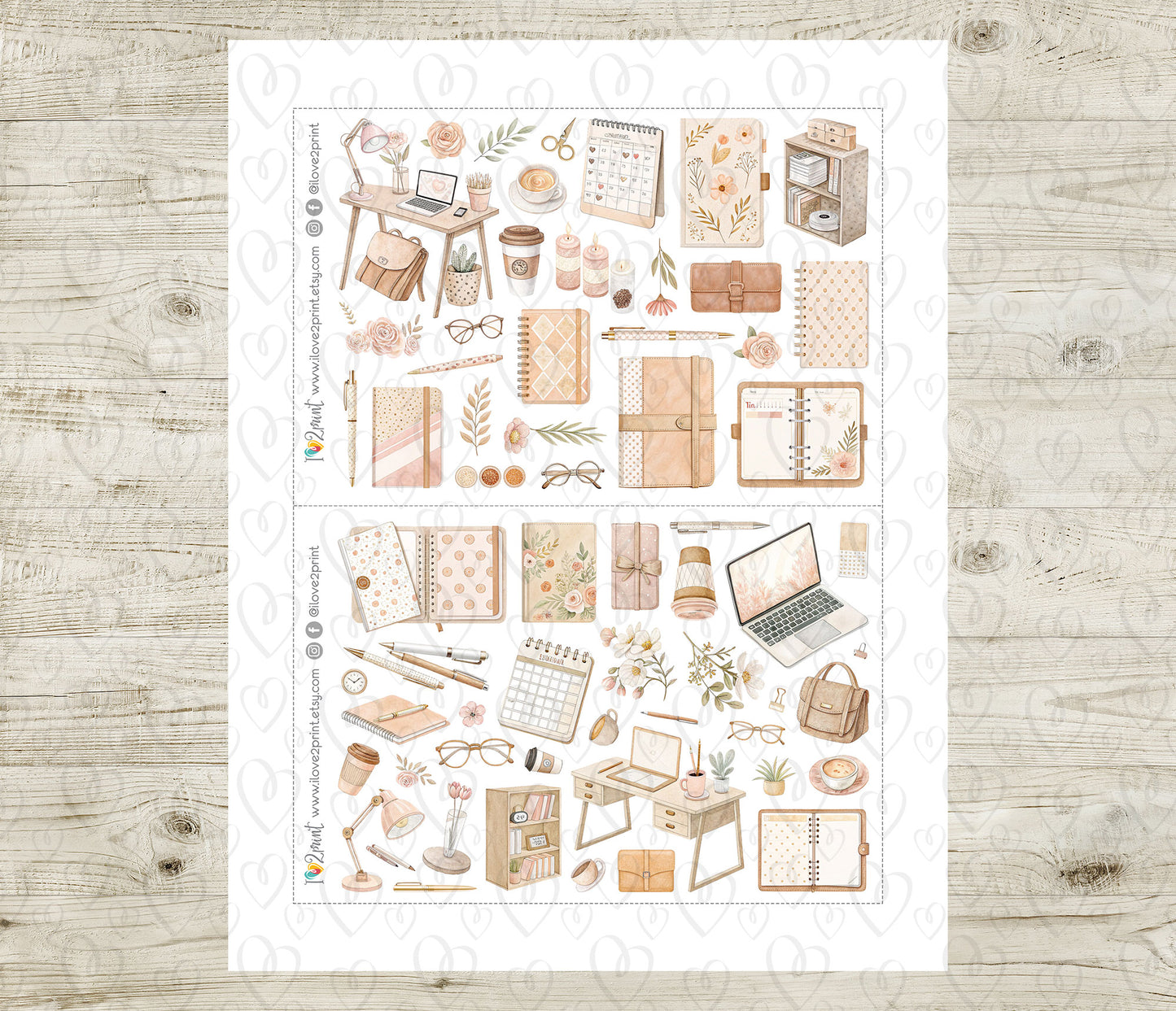 Spring Planning Decorative Stickers – Printable PDF & Cut Files