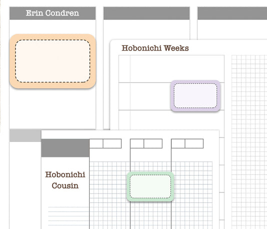 Half Stitched Boxes Printable Planner Stickers | 48 Colors | PDF Cut Files | Instant Download