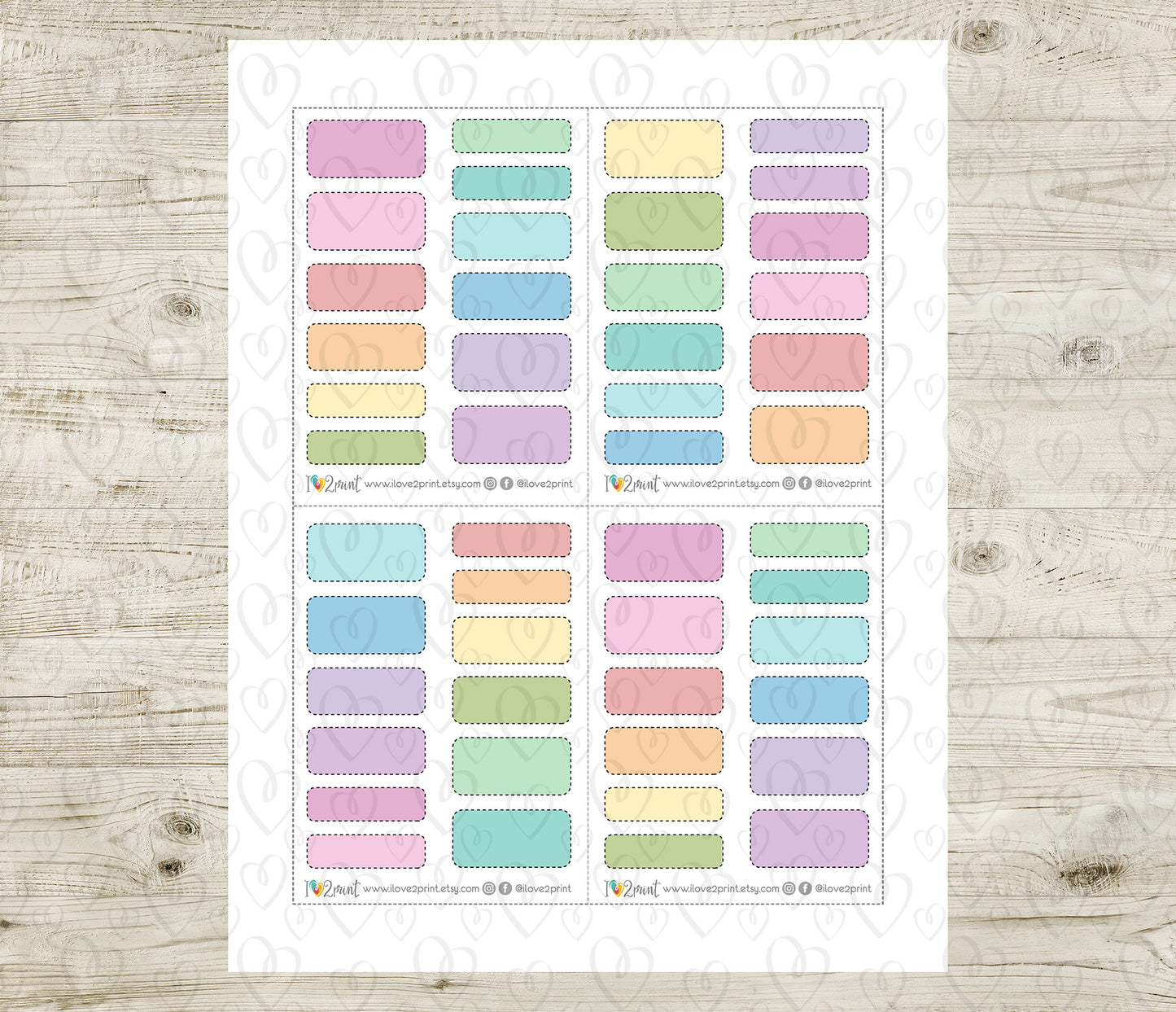 Cute Stiched Boxes Printable Planner Stickers – PDF & Cut Files