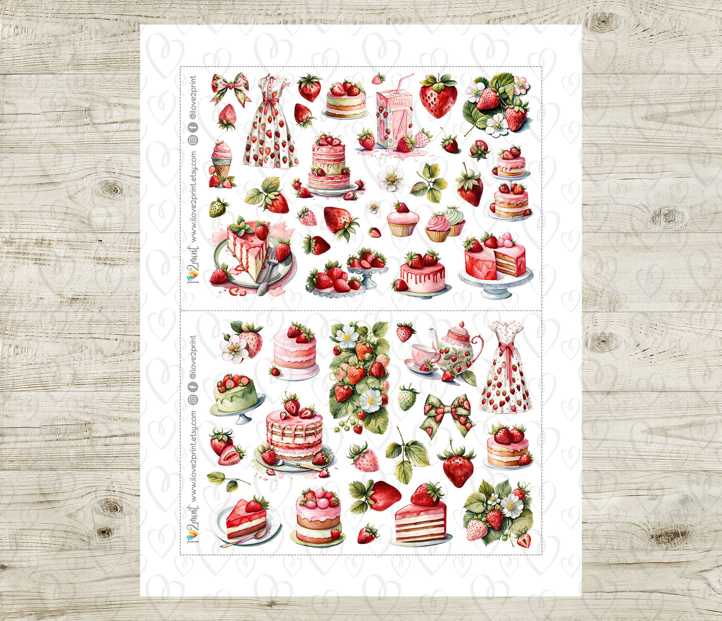 Strawberry Fields Decorative Stickers – Printable PDF & Cut Files