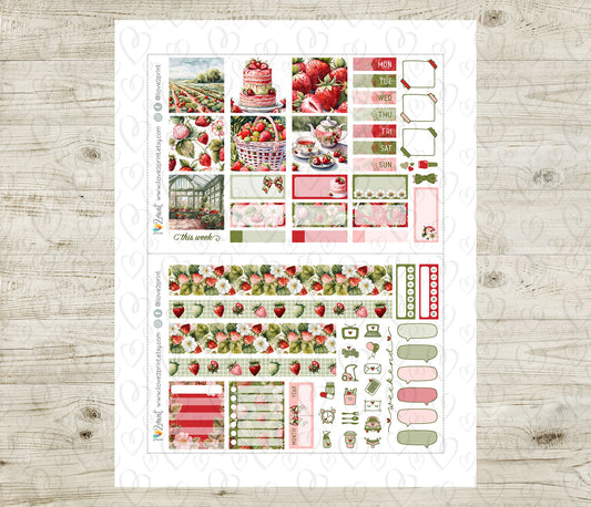Strawberry Fields Stickers – Hobonichi Cousin Printable PDF & Cut Files