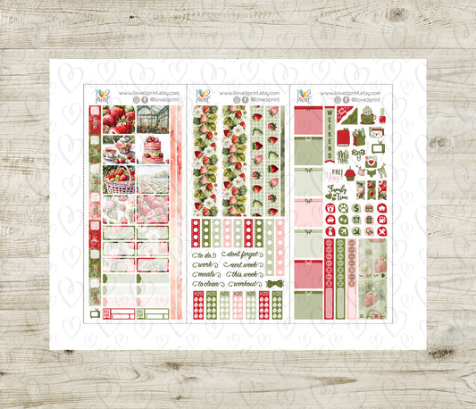 Strawberry Fields Stickers – Hobonichi Weeks Printable PDF & Cut Files