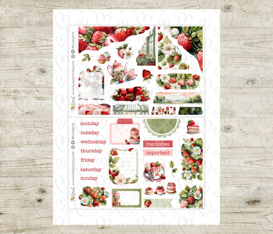Strawberry Fields Journal Stickers - Printable Printable PDF & Cut Files