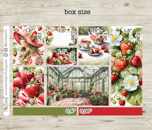Strawberry Fields Moodboard Decorative Box Stickers - 1.5" Printable PDF & Cut Files