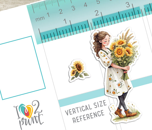Sunflower Decorative Stickers - Printable PDF & Cut Files