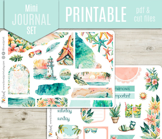Sunny Day Complete Sticker Bundle | All 6 Sets | Teal Coral Beach Collection | PDF Cut Files