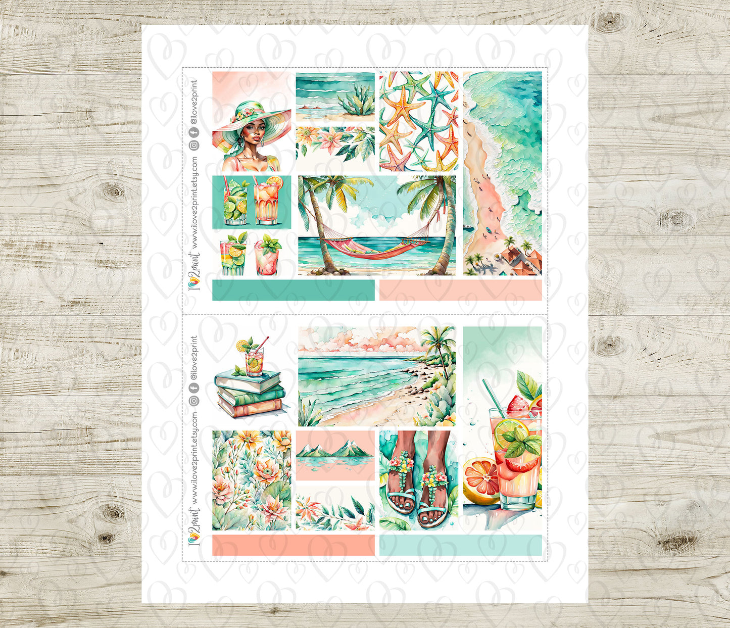 Sunny Day Moodboard Stickers - Printable PDF & Cut Files