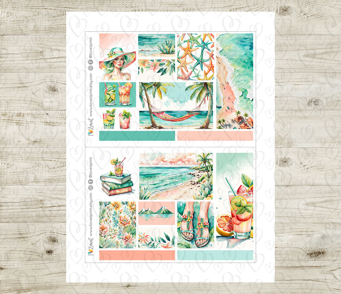 Sunny Day Moodboard Stickers - Printable PDF & Cut Files