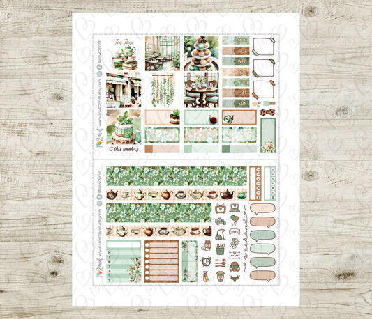 Tea Time Stickers - Hobonichi Cousin - Printable PDF & Cut Files