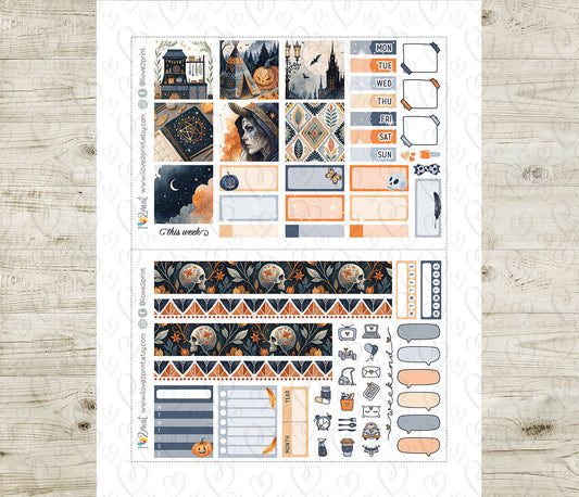 Tribal Halloween – Hobonichi Cousin Stickers – Printable PDF & Cut Files