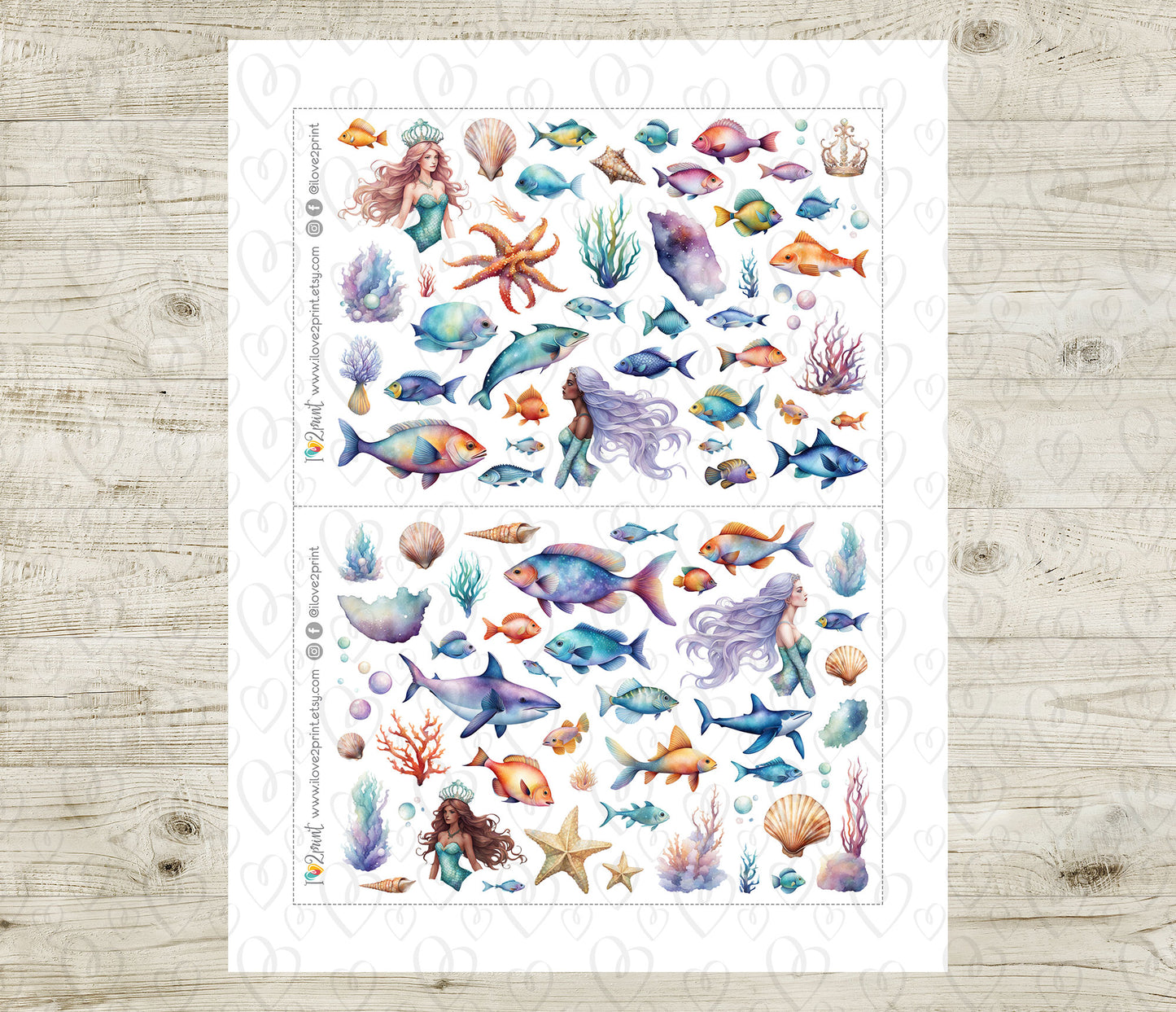 Under the Sea Decorative Stickers - Printable PDF & Cut Files