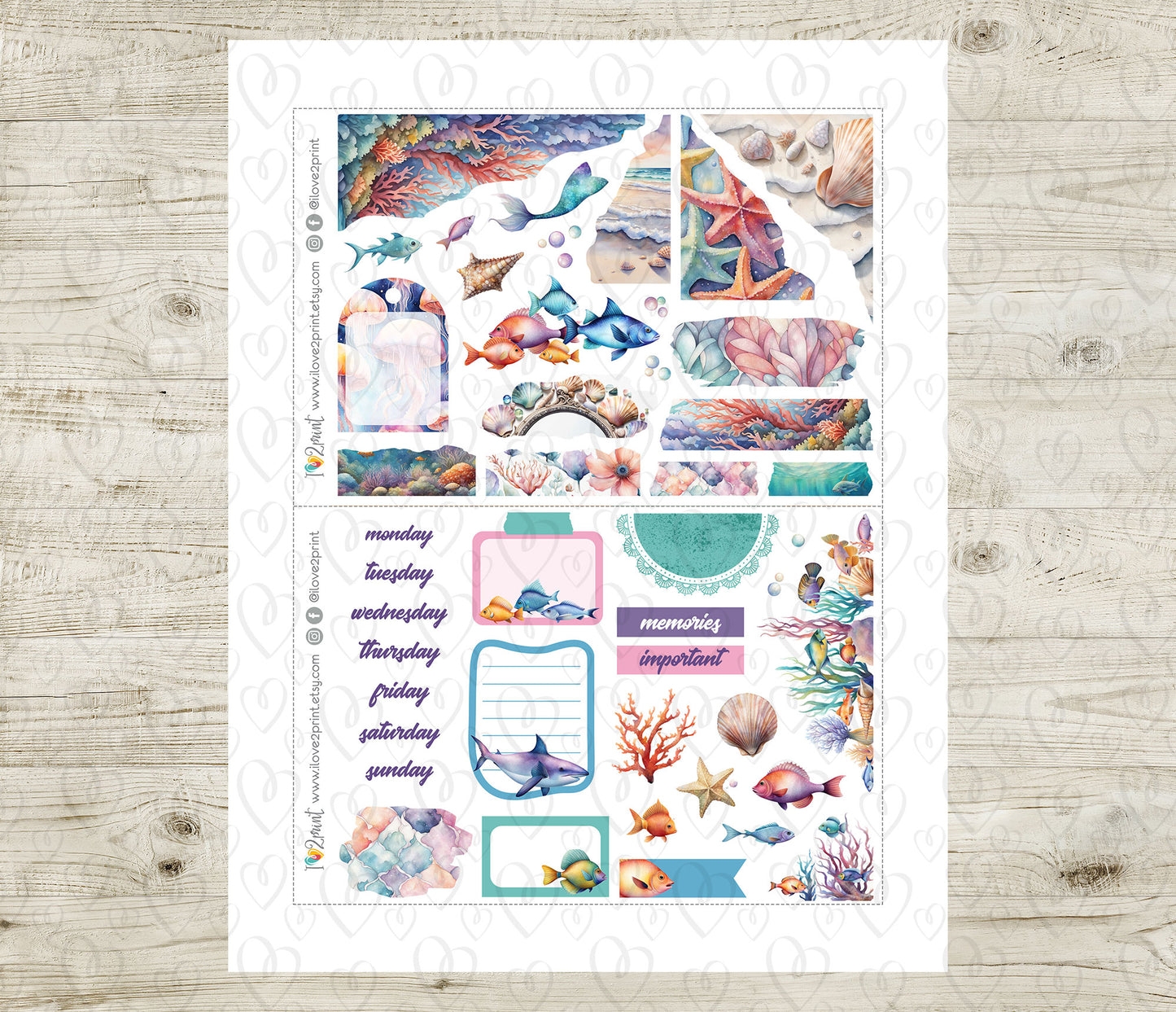Under the Sea Bullet Journal Set – Printable Summer Stickers - PDF & Cut Files