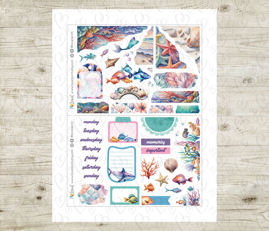 Under the Sea Bullet Journal Set – Printable Summer Stickers - PDF & Cut Files