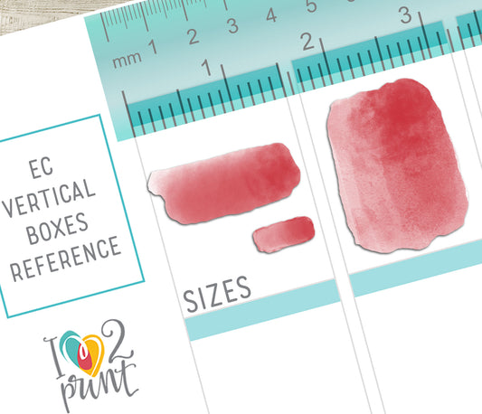 Watercolor Rectangles Printable Stickers Set – BUNDLE Functional & Decorative Overlays – PDF + Cut Files