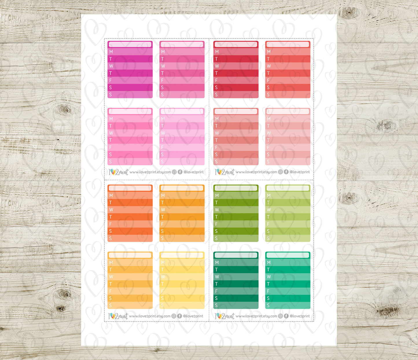 Weekly Routine Tracker Printable Planner Stickers - PDF & Cut Files
