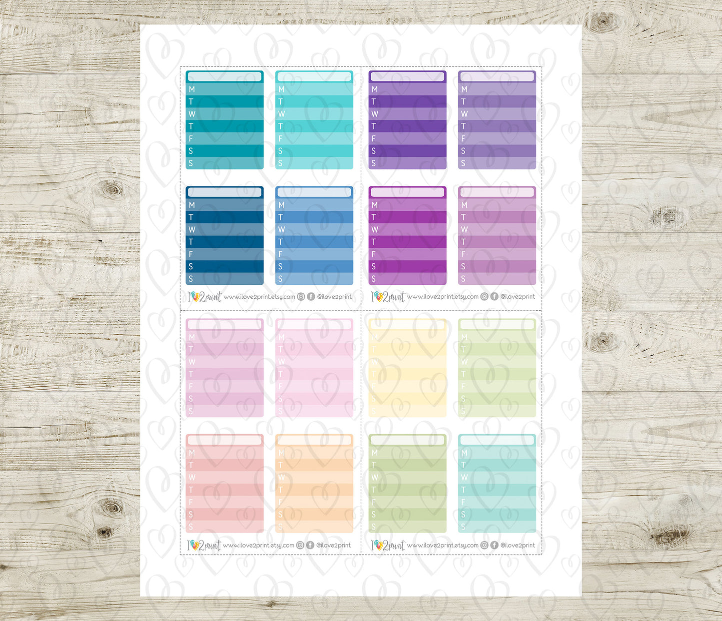 Weekly Routine Tracker Printable Planner Stickers - PDF & Cut Files