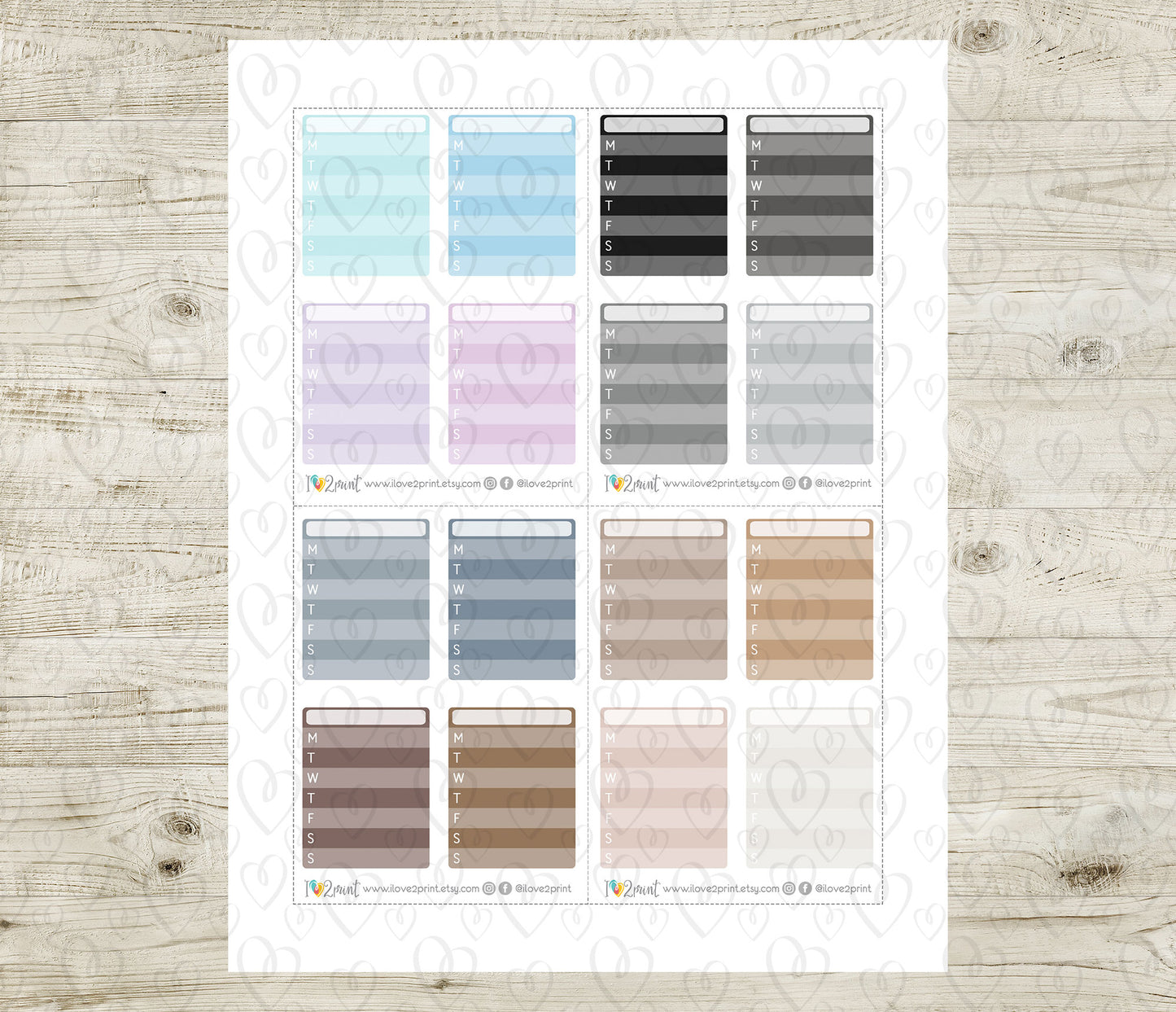 Weekly Routine Tracker Printable Planner Stickers - PDF & Cut Files