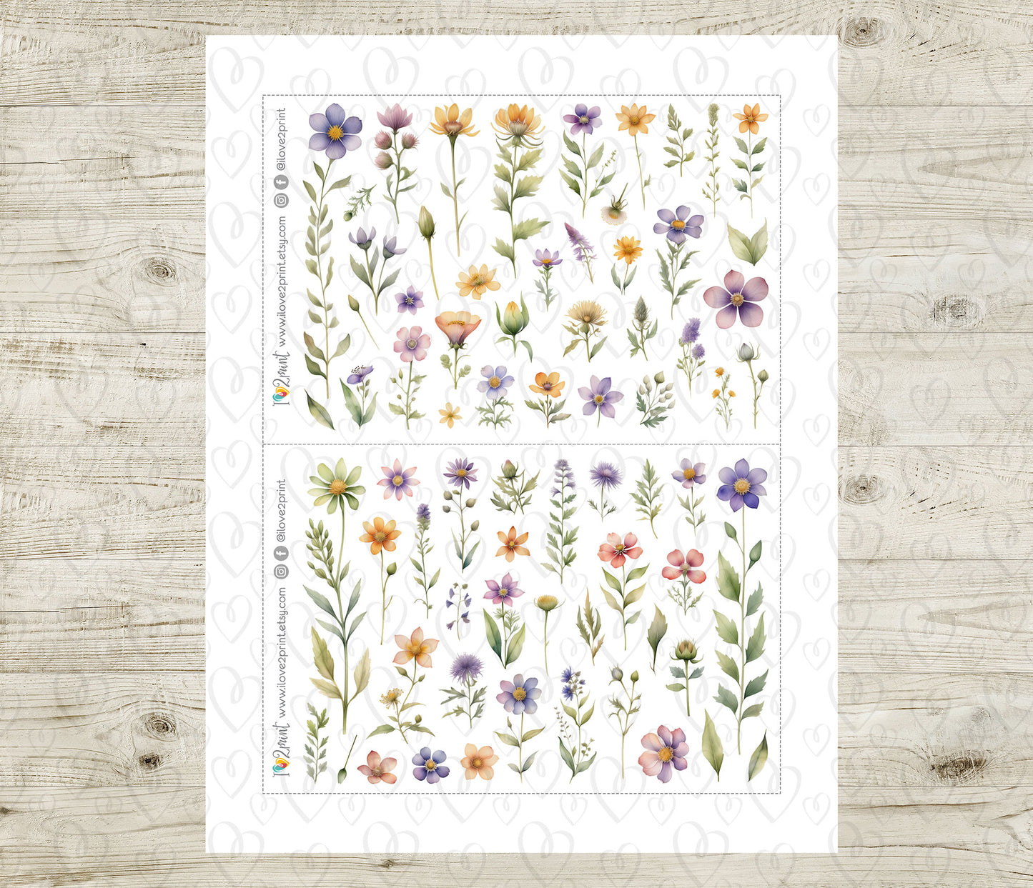 Wild Flowers Decorative Stickers - Printable PDF & Cut Files