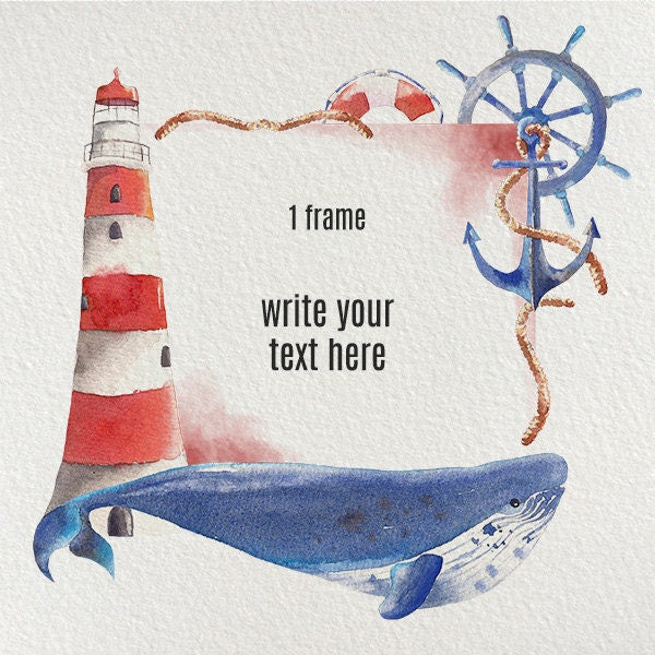 Nautical Watercolor Clipart – Hand Painted Watercolor Seaside Collection