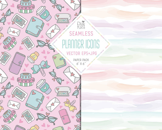 Planner Accessories Seamless Paper - Planner Tillable Patter - Fabric Print, Wall Paper, Wrapping Paper, Vector Pattern