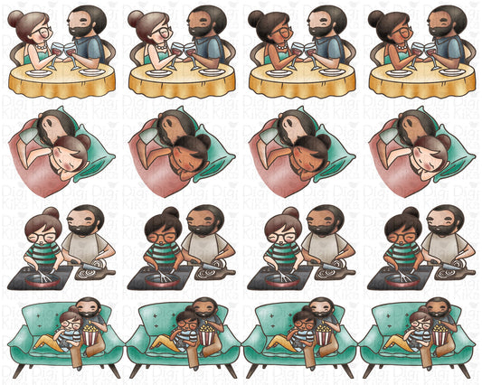 Couple Activities Clipart - Elena Planner Girl and Oliver - Color Graphics PNG, EPS, SVG – Small Commercial Use