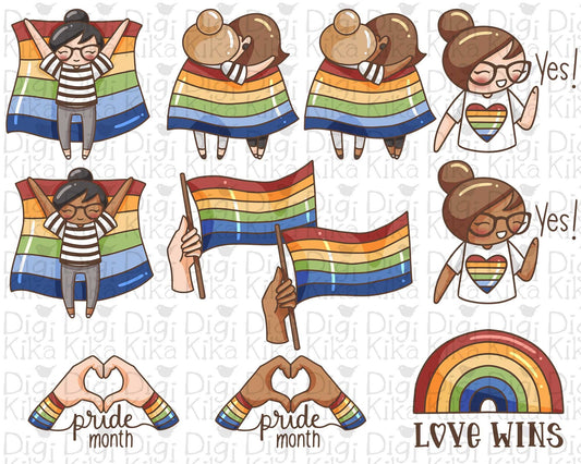Planner Girl Elena – Color Pride Month Clipart | LGBTQ Digital Graphics for Stickers, Journals & Crafts
