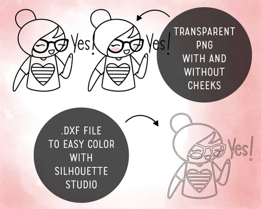 Planner Girl Elena – Stamp Pride Month Clipart | LGBTQ Digital Stamp for Stickers, Journals & Crafts – PNG, SVG, EPS, DXF