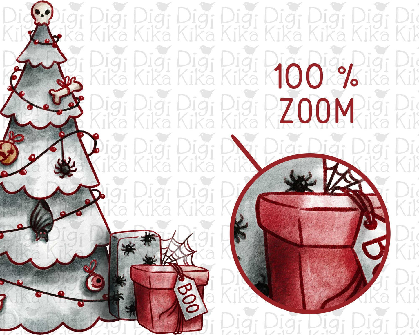 Creepmas Watercolor Clipart, Hand Painted Christmas Clip Art, Stickers Clipart, Sticker Graphics, Hand Draw, Planner Supplies, Crafts