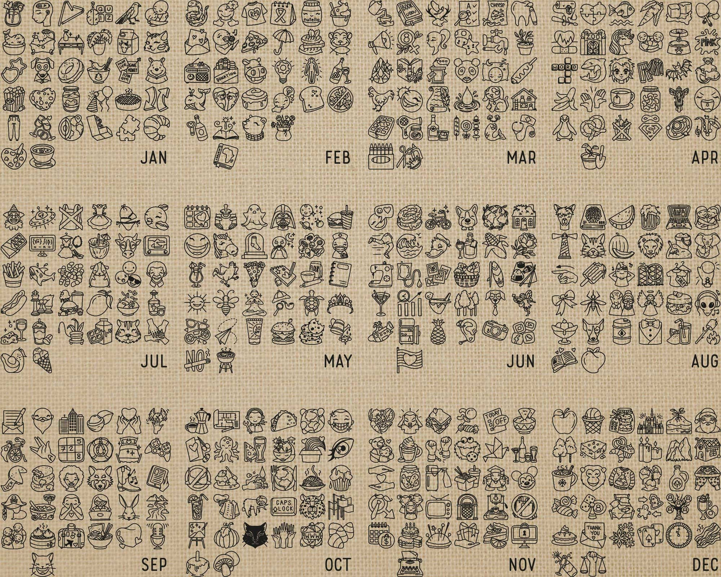 377 Wacky Holidays Icons STAMP BUNDLE - EPS, SVG, DXF, PNG Clipart - Instant Download