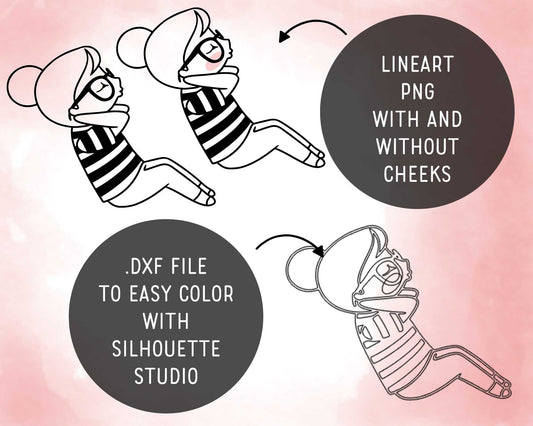 Planner Girl Elena – Workout Set 2 DOODLE Clipart – Swimming, Dance & Fitness Digital – PNG, SVG, EPS – Small Commercial Use