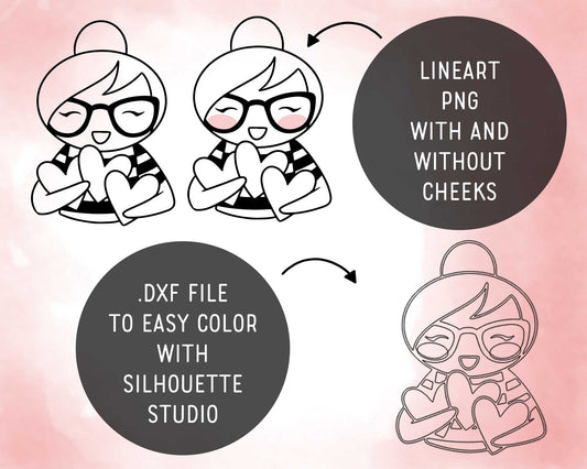 Planner Girl Elena – Family Time DOODLE Clipart – Hugging, Hearts, Cat Family – PNG, EPS, SVG – Small Commercial Use