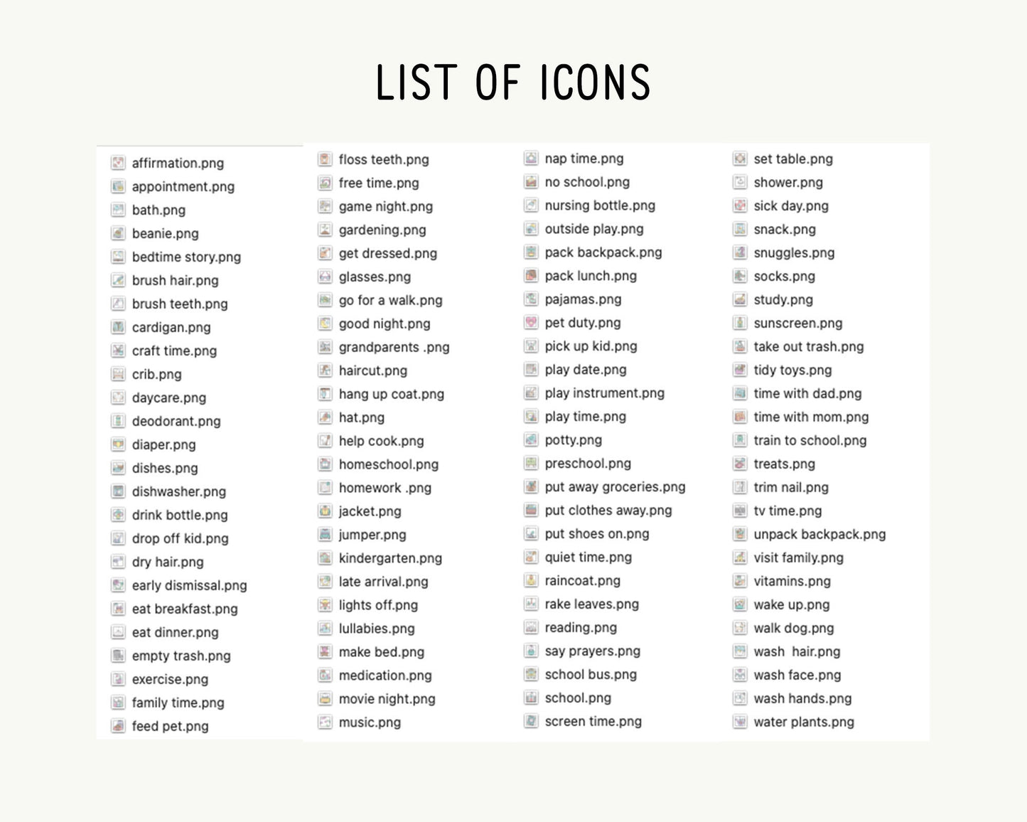 100 Kids Routine STAMP Icons Vector - School Icons Clipart - Mom digital sticker, Chores Graphics