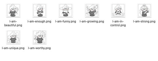 Daily Affirmations SET 1 - Elena Planner Girl Stamp Clip Art Set - EPS, SVG & DXF