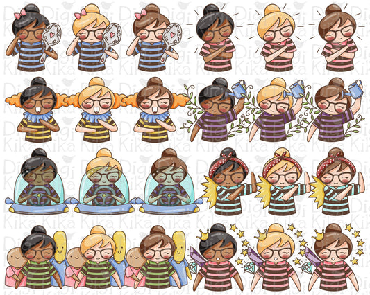 Daily Affirmations SET 1 - Elena Planner Girl Color Clip Art Set - EPS, SVG & DXF