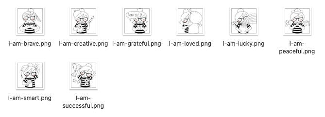 Daily Affirmations SET 2 - Elena Planner Girl Stamp Clip Art Set - EPS, SVG & DXF