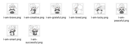 Daily Affirmations SET 2 - Elena Planner Girl Stamp Clip Art Set - EPS, SVG & DXF