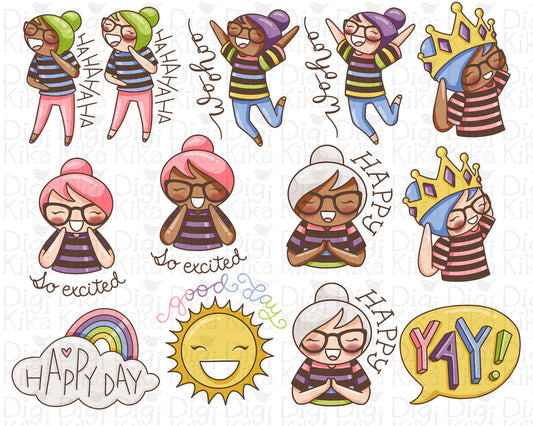 Good Day - Elena Planner Girl Color Clip Art Set - EPS, SVG & DXF