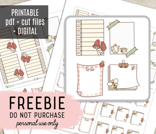 Free Cozy Fall Planner Stickers: Mushrooms, Tea Cups & Warm Note Boxes