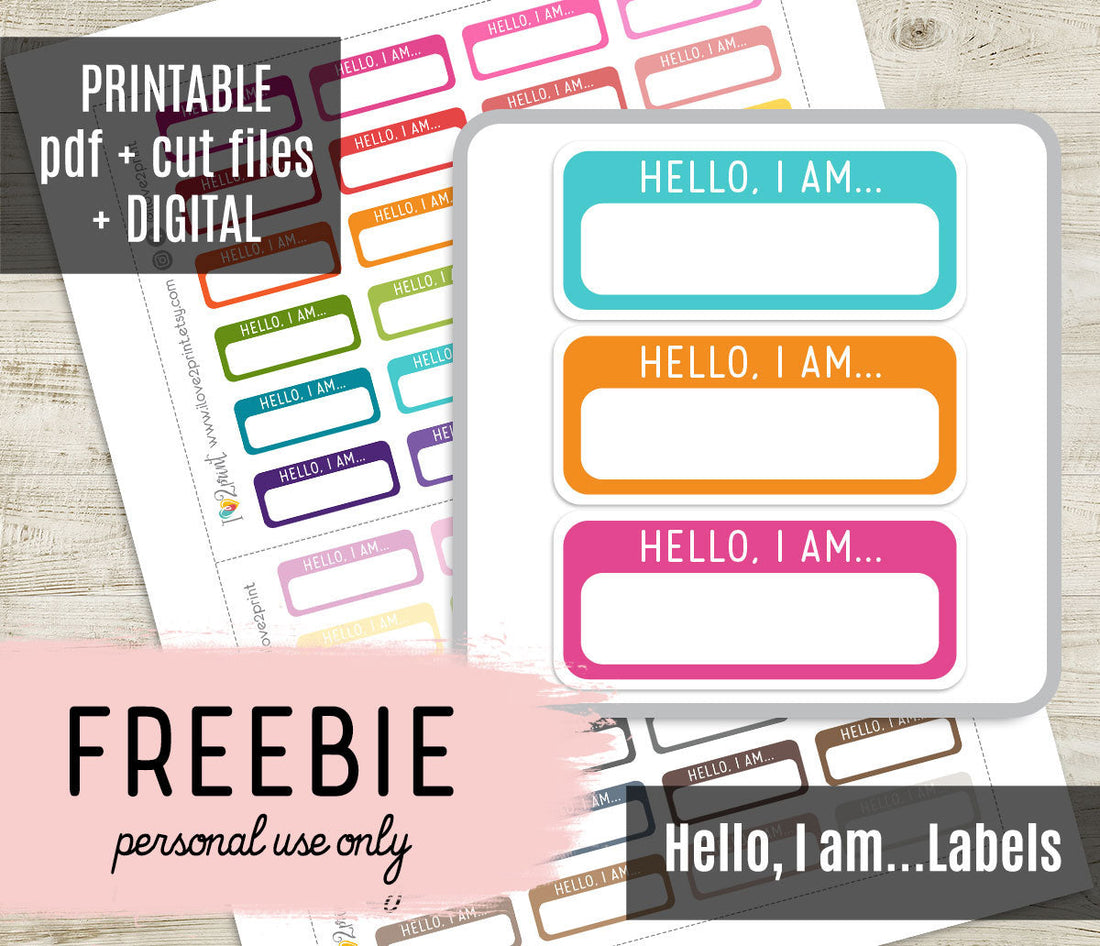 Free "Hello, I am" Printable Planner Stickers: Personalized Label Set