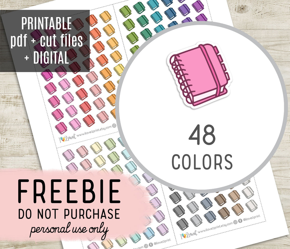 Free Mini Planner Icons: 48-Color Rainbow Sticker Set for Every Spread