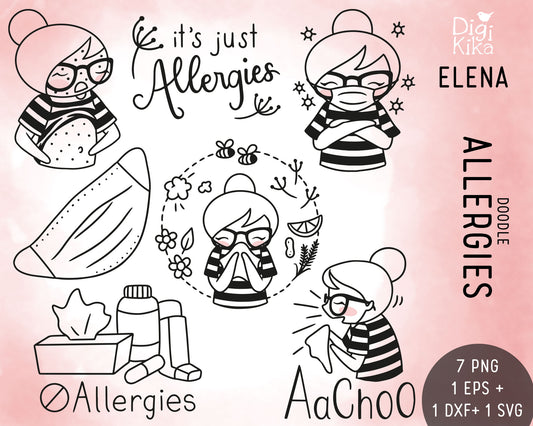 Allergies Elena Planner Girl - Stamp Clip Art Set
