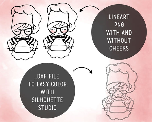 Elena Baking – Doodle Stamp Clipart Set (EPS, SVG, DXF, PNG)