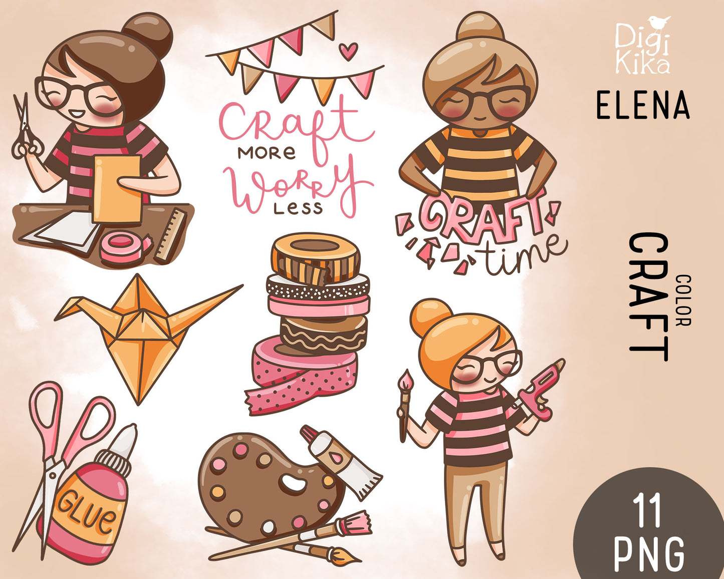 Craft Time Elena Planner Girl- Color Clip Art Set