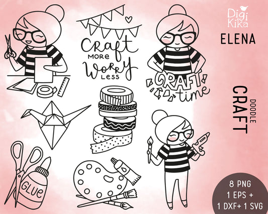 Craft Time Elena Planner Girl - Stamp Clip Art Set