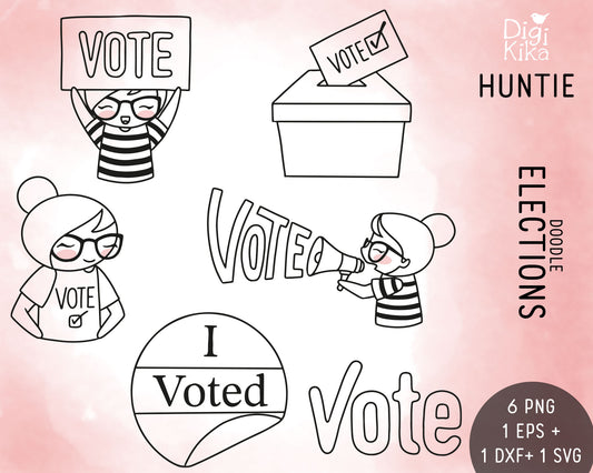 Elena Vote Outline Clipart | Civic Graphics | EPS SVG DXF PNG | Commercial Use