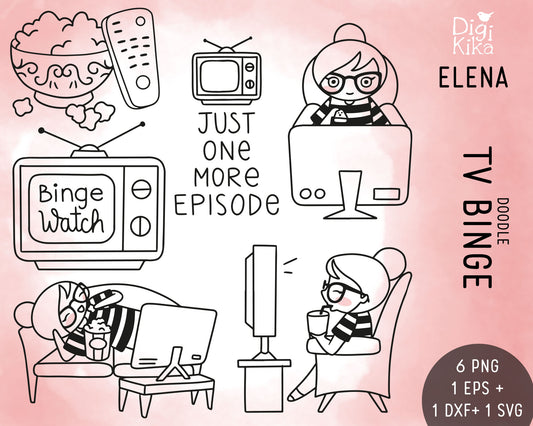 TV Binge Elena Planner Girl - Stamp Clip Art Set
