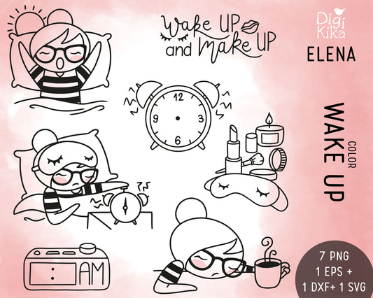 Wake Up Elena Planner Girl - Stamp Clip Art Set
