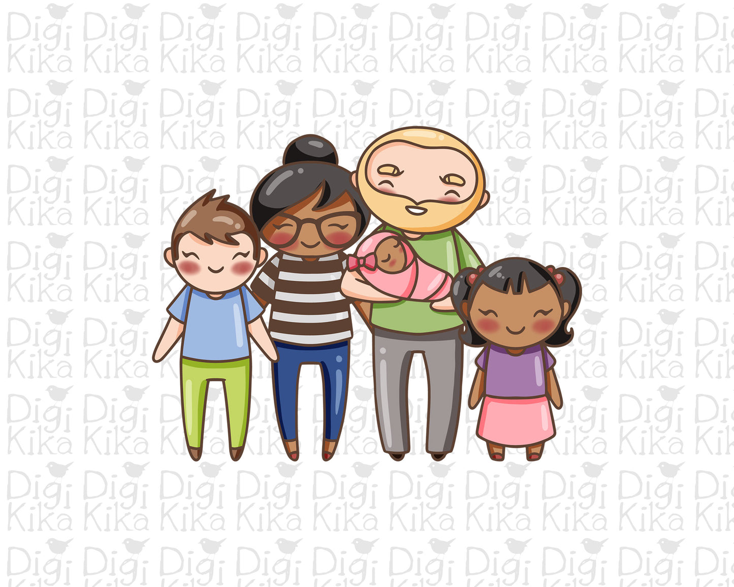Make Your Own Family Set 1 Clipart Bundle | Doodle + Brown Black Blond | Transparent PNG