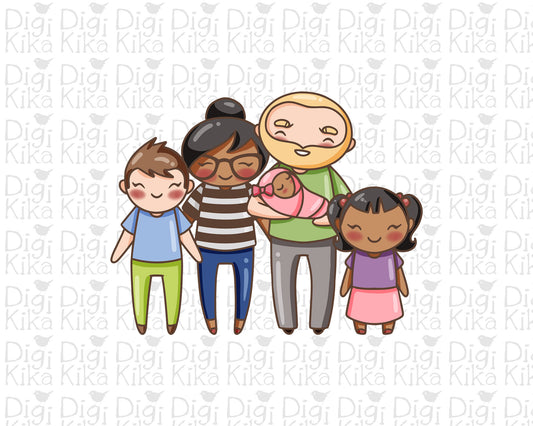 Make Your Own Family Set 1 Clipart Bundle | Doodle + Brown Black Blond | Transparent PNG