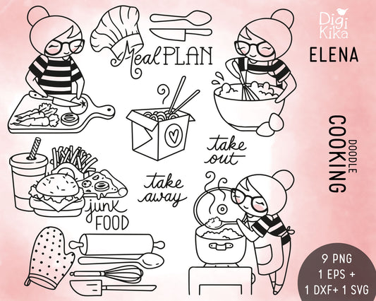Cooking Elena Planner Girl - Stamp Clip Art Set